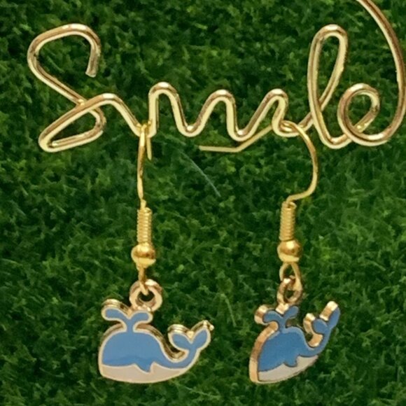 Whale Earring, Silly Animal Earring, Gift Idea, Whale Jewelry, Nautical Earring - Picture 1 of 4